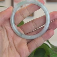 Baikalla "Petite" Natural Burmese White-Green Jadeite Jade Bangle Bracelet (55.81 mm) #T290