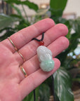 Baikalla PiXiu "Fortune Beast" Natural White & Green Jadeite Jade Pendant Necklace