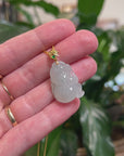 Baikalla 18K Yellow Gold "Baby Monkey" Natural Icy Light Green Jadeite Jade Pendant
