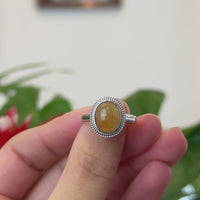 Baikalla 14k White Gold Yellow Jadeite Rope Ring