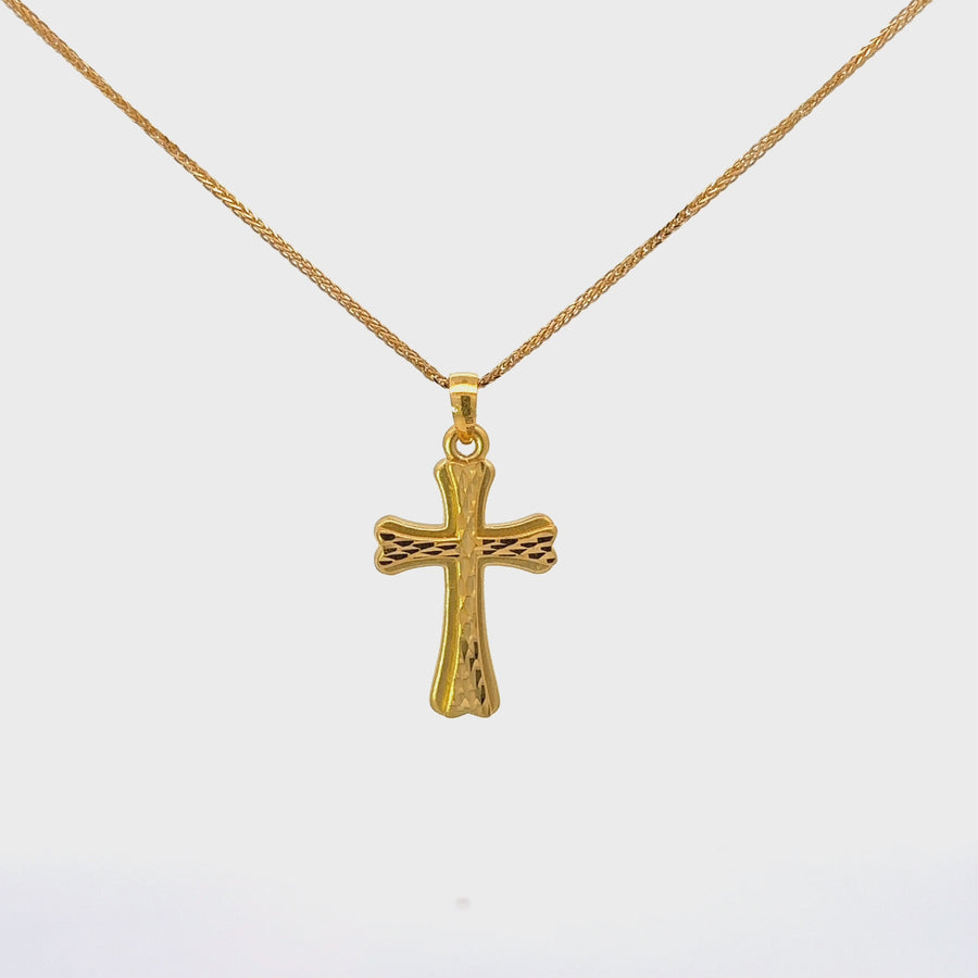 24K Yellow Gold Cross Pendant Necklace