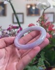 Baikalla Natural Lavender Jadeite Jade "Half Round" Bangle Bracelet (53.2mm) 