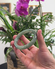 Baikalla Dark Oil-Green Jadeite Jade "Half Round" Bangle Bracelet (58.7mm) 