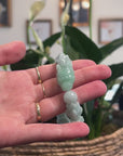 Baikalla Natural Light Apple-Green Jadeite Jade "Dragon" Bead Bracelet