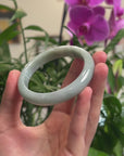 Baikalla Light Green Jadeite Jade "Half Round" Bangle Bracelet (59mm) 