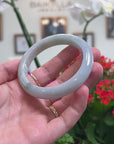 Baikalla Natural Light Blue-Green & Lavender Jadeite Jade "Half Round" Bangle Bracelet (58.2mm) 