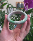 Baikalla White-Lavender & Vibrant Green Jadeite Jade Bangle Bracelet (58.4 mm) 
