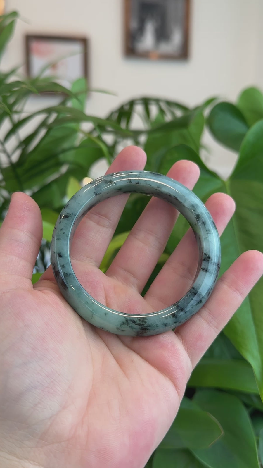 Natural Burmese Blue-green Jadeite Jade Bangle Bracelet (57.26mm)#T024