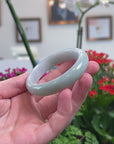 Baikalla Natural Light Blue-Green Jadeite Jade "Half Round" Bangle Bracelet (53.3mm) 