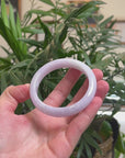 Baikalla Lavender & White "Half-Round" Jadeite Jade Bangle Bracelet (59.7mm) 