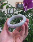 Baikalla Lavender & Light Green Jadeite Jade "Half Round" Bangle Bracelet (58.5mm) 