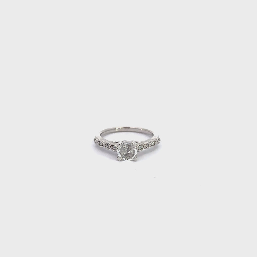 Baikalla 14k White Gold Rose Cut Diamond Engagement Ring
