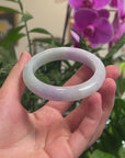 Baikalla Lavender & Green Jadeite Jade "Half Round" Bangle Bracelet (56.5mm) 
