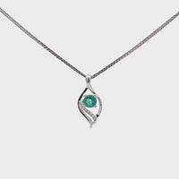 14k White Gold Natural Emerald Pendant Necklace