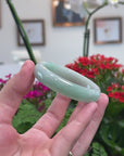 Baikalla Natural Icy Light Green Jadeite Jade Oval Bangle Bracelet (53.8mm) 