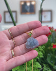 Baikalla Natural Icy Blue-Lavender Jadeite Jade "Lotus Flower" Pendant W/ 18ky Gold & Natural Diamond Bail