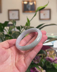 Baikalla Natural Light Lavender & Green Jadeite Jade "Half Round" Bangle Bracelet (53.9mm) 