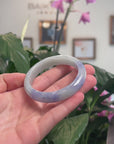 Baikalla Natural Light Blue-Green & Lavender Jadeite Jade "Half Round" Bangle Bracelet (54.7mm) 