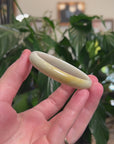 Baikalla Natural Light Yellow-Green W/ Rich Yellow Patch Jadeite Jade Oval Bangle (54.5mm) 