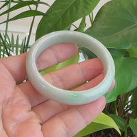 Classic Natural Lavender- Green Jadeite Jade Bangle Bracelet (55.96 mm) #740