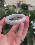 Baikalla Natural Light Lavender Jadeite Jade "Half Round" Bangle Bracelet (52.4mm) 