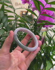 Baikalla Lavender & Oil-Green Jadeite Jade "Half Round" Bangle Bracelet (60.6mm) 