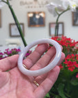 Baikalla Natural Faint Lavender Jadeite Jade "Petite Traditional Round" Bangle Bracelet (57.8mm) 
