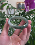 Baikalla Oil-Green & White Jadeite Jade Oval Bangle (56.2mm) 
