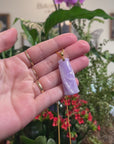 Baikalla "Bamboo" 18K Yellow Gold Natural Vixen Lavender Jadeite Jade Pendant