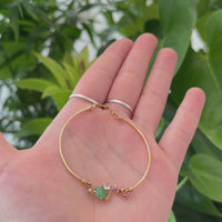 18k Rose Gold "Morning Glory" Half Bracelet Bangle with Green Imperial Jade & Diamonds
