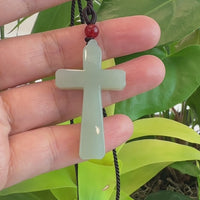 Baikalla Natural White Nephrite Jade Cross Pendant For Men