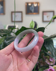 Baikalla Natural Icy Light Lavender & Oil-Green Jadeite Jade "Oval" Bangle Bracelet (55.3mm) 