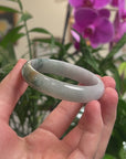 Baikalla Light Blue-Green W/ Yellow-ish Green Patch Jadeite Jade Oval Bangle (54.3mm) 