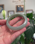 Baikalla Natural Oil-Green Jadeite Jade "Half Round" Bangle Bracelet (54.6mm) 