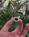 Baikalla Vixen Purple W/ Light Green Flowers Burmese Jadeite Jade Finger Bangle 