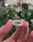 Baikalla Natural Icy Light Green Jadeite Jade Traditional Ring 