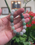 Baikalla Natural Multi-Color Jadeite Jade Round Bead Bracelet (12mm)