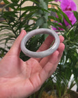 Baikalla Light Lavender & Grey Wuji Jadeite Jade "Half Round" Bangle Bracelet (57.3mm) 