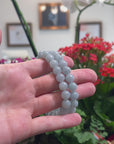 Baikalla Natural Light Lavender-Green Jadeite Jade Round Bead Bracelet (9.2mm)