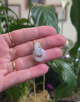 Baikalla Natural Light Blue-Green Jadeite Jade "Double Ping An Kou" (Good Luck Button) Pendant Necklace