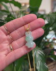 Baikalla Natural Icy Apple-Green Jadeite Jade "Lucky Bunny" Pendant W/ 18ky Gold Bail