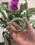 Baikalla Oil-Green Jadeite Jade "Half Round" Bangle Bracelet (59mm) 