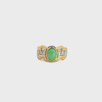 Baikalla Antique Natural Jadeite Jade Sterling Silver Gold Plated Two Tone Ring