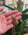 Baikalla Natural Deep Yellow Green Jadeite Jade "PiXiu" Pendant W/ 18ky Gold Bail