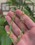 18KY Gold & Imperial Jadeite Jade Beads Bracelet with Unique Charms "Travel Expenses"