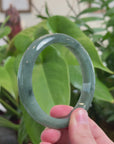 Baikalla Natural Oil-Green Jadeite Jade Bangle Bracelet (63.3mm) 