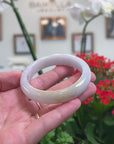 Baikalla Natural Light Lavender W/ Yellow Patch Jadeite Jade "Half Round" Bangle Bracelet (54.6mm) 