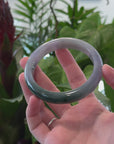 Baikalla "Half Round" Light Ice Deep Lavender Jade Bangle Bracelet (60.53mm) 