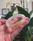 High-End Icy Orange Sajin (Golden Dust) Jadeite Jade "Half Round" Bangle Bracelet (57.6mm) 
