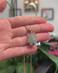 Baikalla Natural Icy Green Jadeite Jade "Shadow Ghost" Pendant W/ 14kr Gold Bail